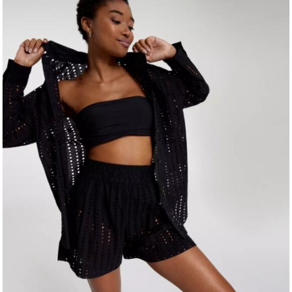 CALIA Black Laser cut High Rise Swim Short Cover Up Size XS - Picture 1 of 6